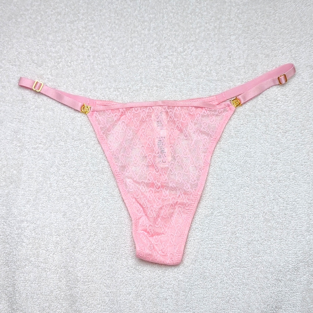 Icon by Victoria's Secret Icon Lace Adjustable Thong Panty - Pink Pretty Blossom